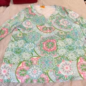 Blue/pink floral 3/4 sleeve shirt